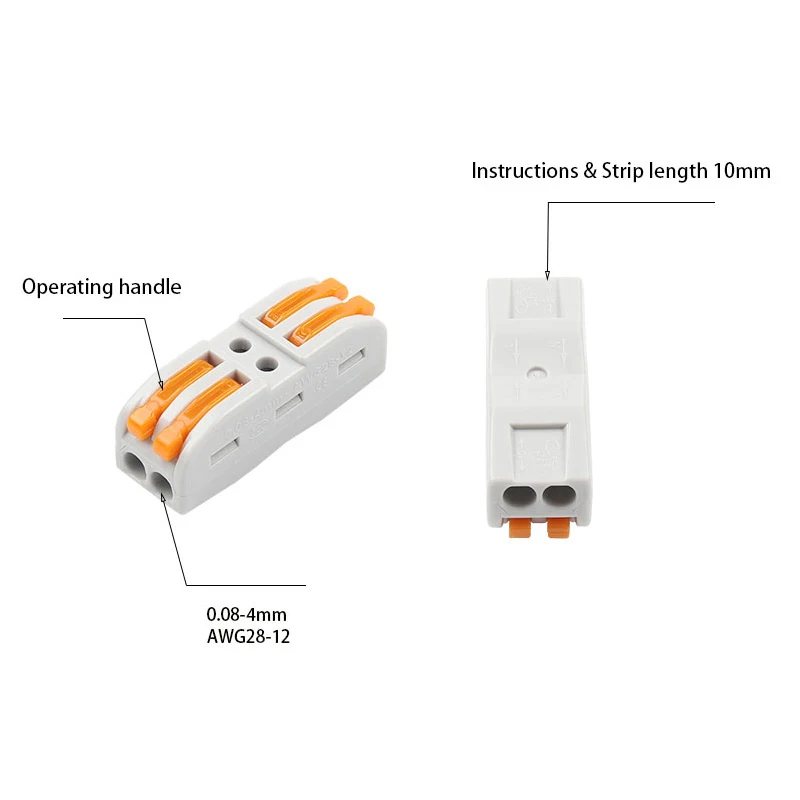 Conector de cable de empalme compacto a tope, bloque de terminales de Conductor enchufable, Mini conector de cableado rápido, SPL-2/3, 100 Pines, 25/50/2/3 Uds.