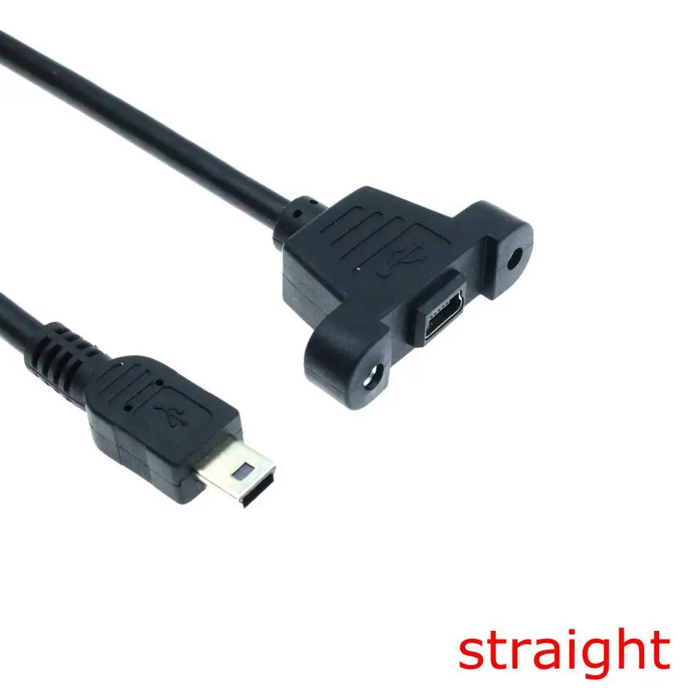 Mini USB Up Down Left Right Angled Elbow mini USB B 5pin 2.0 Male to Female Extension Cable 30cm 50cm With Panel Mount Hole 30cm