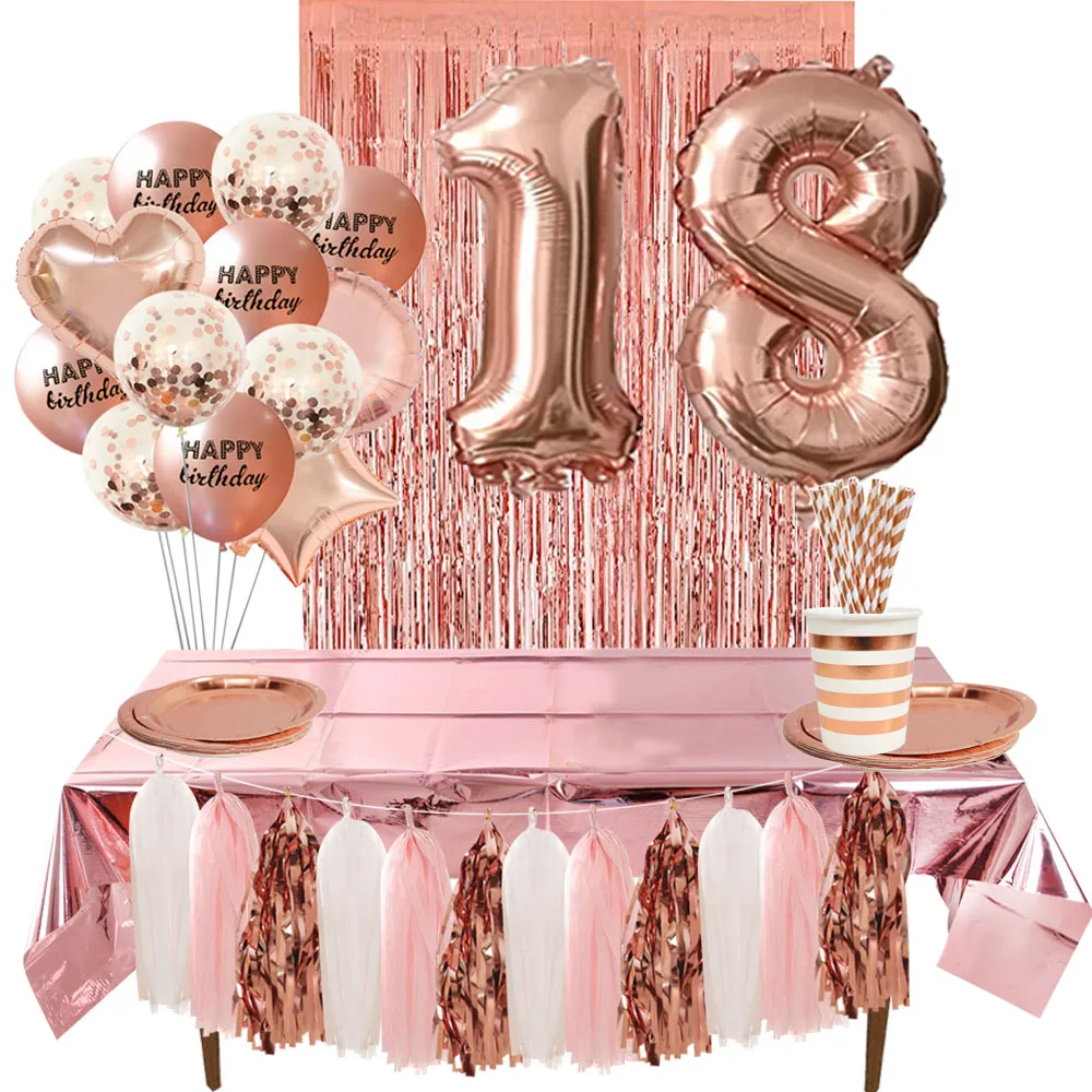 

QIJOYJU 18th Birthday Balloons Happy Birthday 18 Years old Birthday Anniversary Party Decoration 18 Party Decor balloon