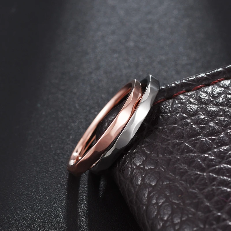 Letdiffery Fashion 2mm Wave Rings for Women Stainless Steel Rose Gold Color Simple Style Ring for Birthday Gifts Dropshipping