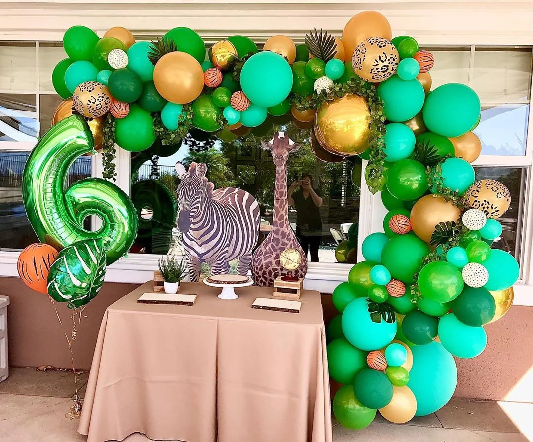 35pcs/set Jungle Safari Party Balloons Wild Green Digital Balloon Kids Birthday Party Decoration Aniaml Forest Party Supplies