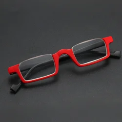Fashion Rectangular Reading Glasses Anti Blue Half Rim Presbyopic Eyewear Inverted Magnifier Flexible Reader +100 +250 +300 +350