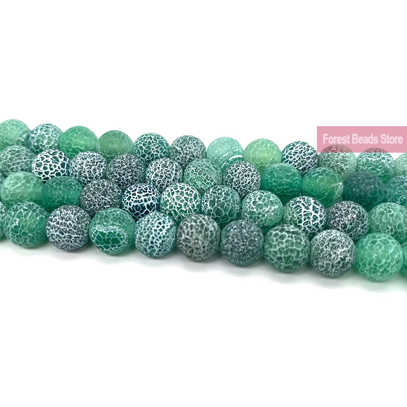 Natural Frost Crab Green Agates Round Loose Beads 15