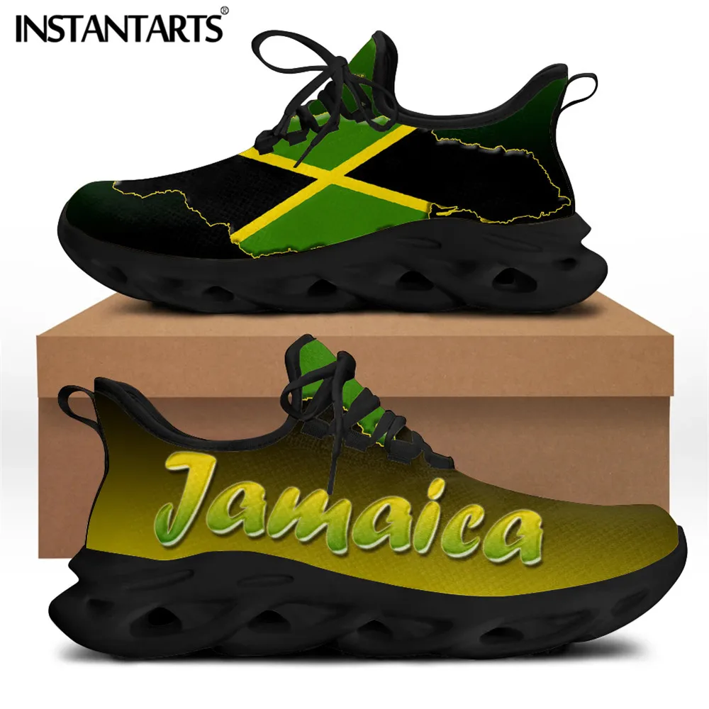 INSTANTARTS Men\'s Shoes Casual Sneakers Jamaica Flag Brand Designer Fashion Lace-up Walking Men Summer Flats Footwear Shoes 2021