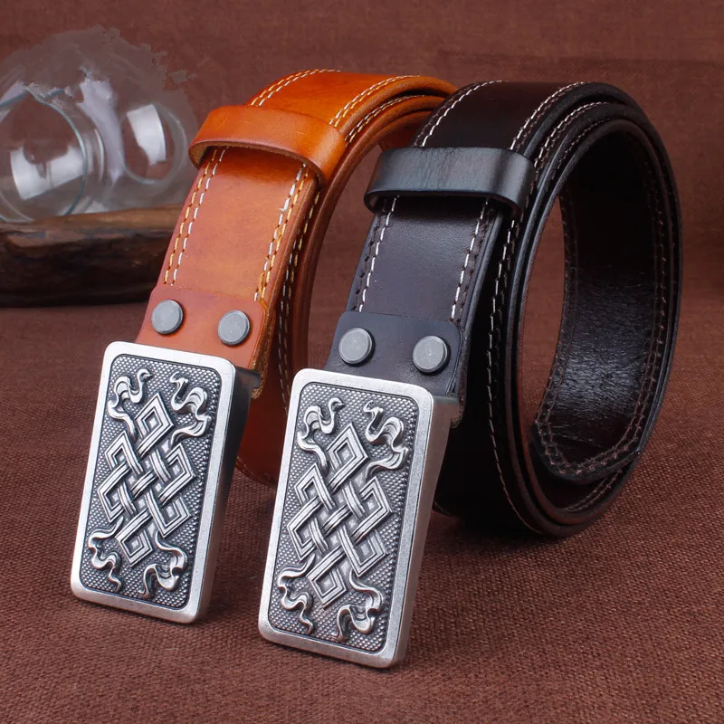 2020 new designer belt Mongolian ethnic carved denim jeans belt belt retro plate buckle belt