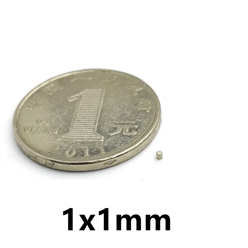 Mini ímã redondo n35 1x1mm 1mm, ímã de neodímio permanente ndfeb, ímãs super fortes 1*1mm 1mm x 1mm