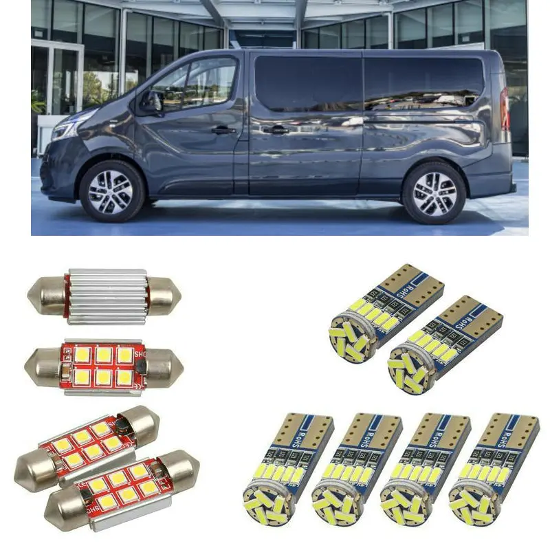 

Interior led Car lights For Renault trafic 3 box fg bus jg 2014 car accessories boot light License Plate Light 8pc