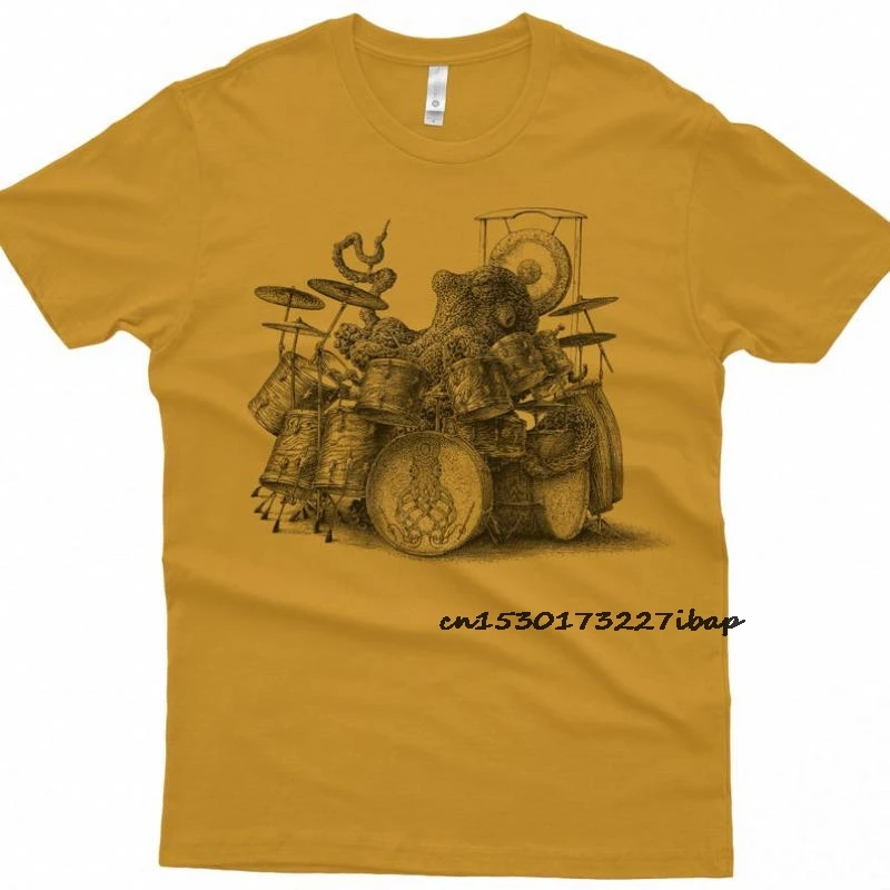 Octopus Playing Drums Funny Tshirts Men Fashion New Tee Shirt 100% Cotton T-Shirt Mens Womens Print Tee Shirt Custom Gift