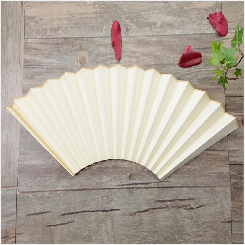 8/9/10 Inch Large Blank White Hand Fans Hollow Out Rice Paper Chinese Folding DIY Fan Painting Calligraphy Program WG2543