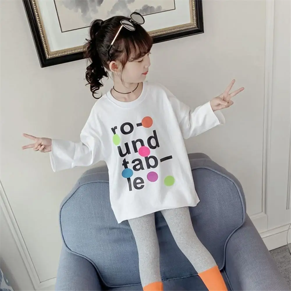 Toddler Kids Full T-shirts Girls Leatter Casual Tops Koszulka Teenage Big Girls White T Shirt Children\'s Clothes Tee 8 6 10 12