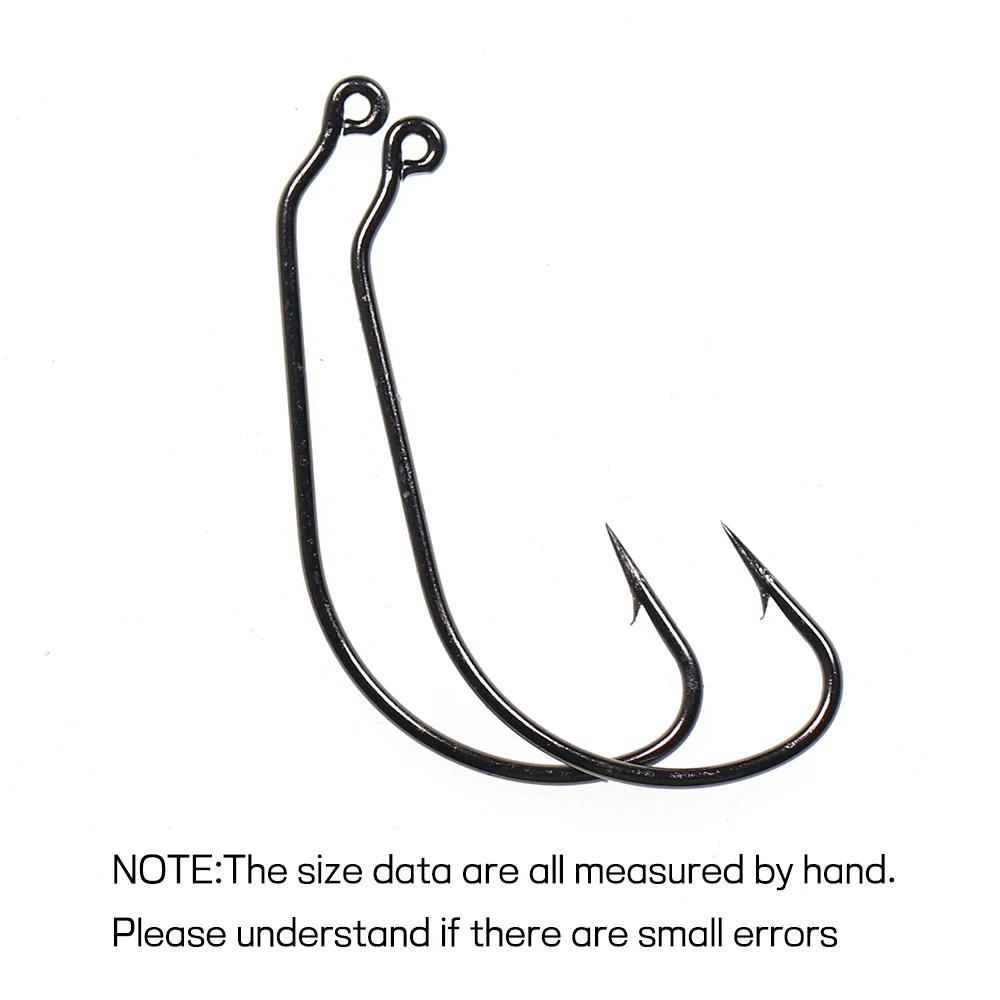 Elllv 50PCS Caroline Taxas Rig Fish Hooks High Carbon Steel Inline Worm Hook Long Shank Wide Gap Bass Fishing Jig Hook #6-#5/0