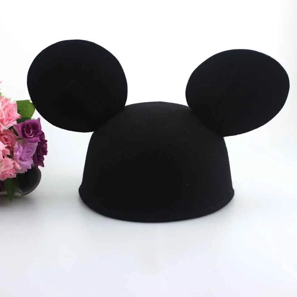 Women\'s Fedoras Hats Spring Autumn Winter Fashion Warm Imitation Wool Felt  Hat With Mouse Ears Retro Cute Bowler Cap For Ladies