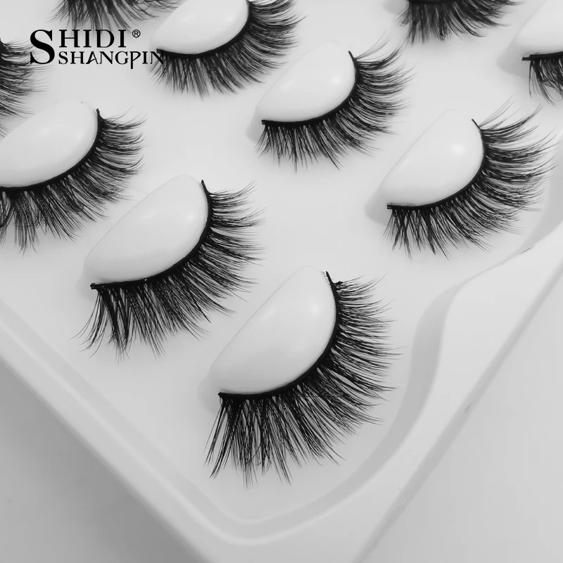 SHIDISHANGPIN − Faux-cils en vison 3D, 5 à 10 paires, doux, spectaculaires, extensions, look naturel, longs, maquillage des yeux