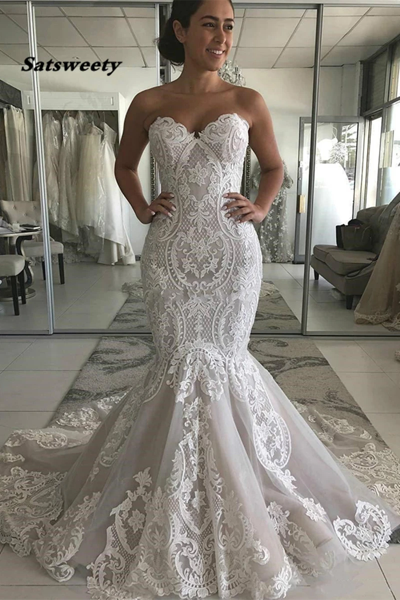 New Mermaid Long Wedding Dresses Lace Wedding Dresses Vestidos De Novia 100% Same As The Photos Custom Wedding Dresses