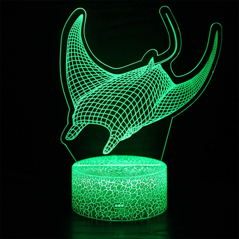 Creative Fish 3D Lamp USB LED Night Light Remote Touch Switch 7 Color Change Desk Lamp for Kids Bedroom Decor Gifts Toys Fish