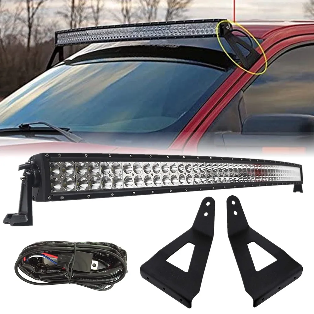 52Inch 300W Curved LED Light Bar With Upper Windshield Mounting Bracket For Ford F150 2004-2014