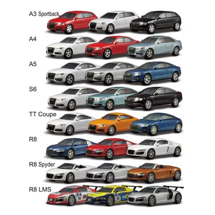 KYOSHO 1:64  A3 SPORTBACK  A4 A5 S6 TT r8 Collection Metal Die-cast Simulation Model Cars Toys