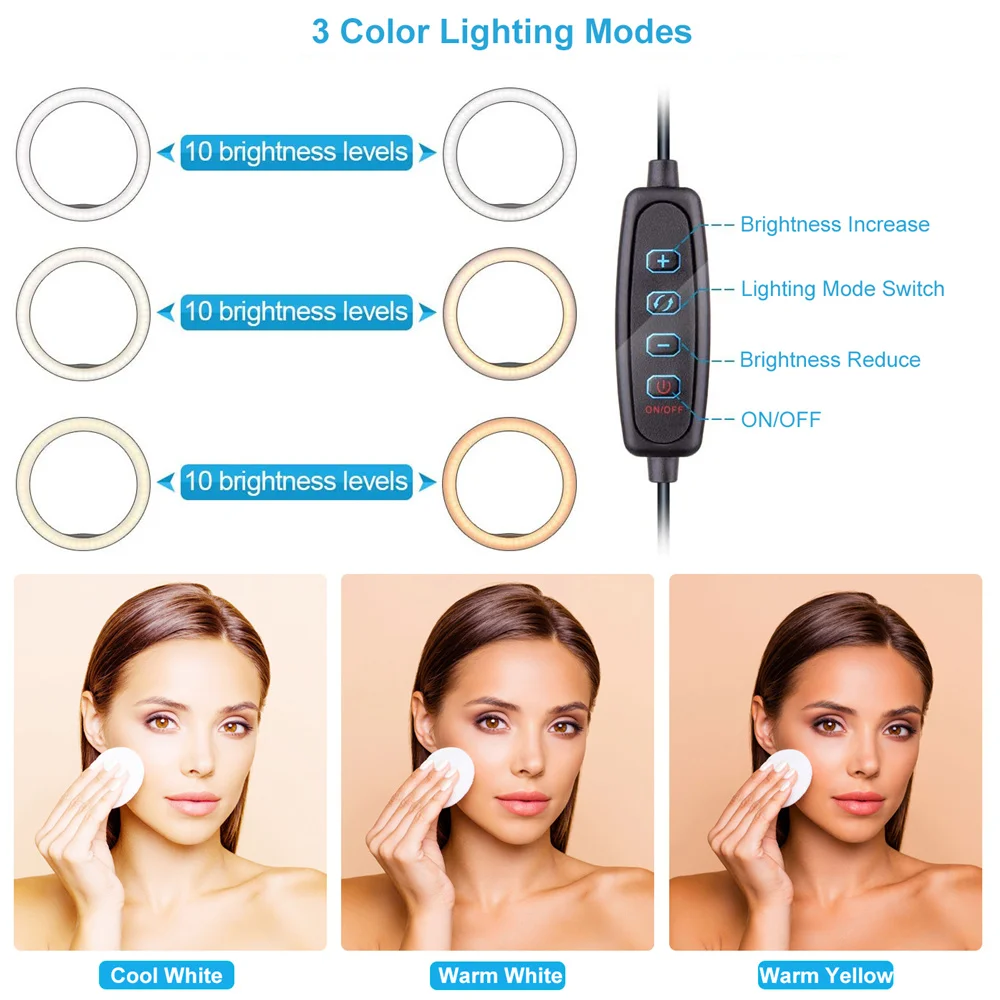 2022 samowyzwalacz wypełnij światło pulpit Selfie Stick do telefonu komórkowego uchwyt lampa statywu USB LED Light Ring Light dla iPhone Samsung