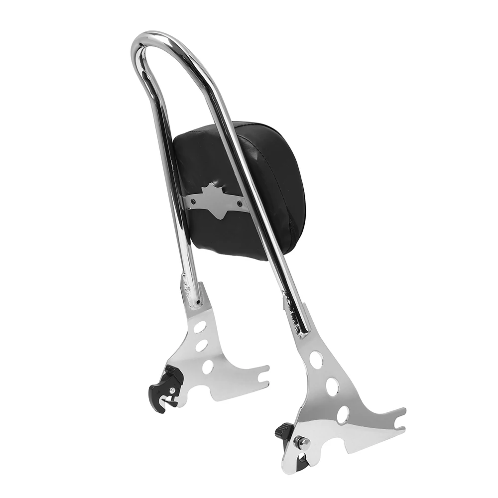 Motorcycle Black/ Chrome Detachable Sissy Bar Rear Passenger Backrest Cushion Pad For Harley Sportster XL 883C 883R 1200R 1200C