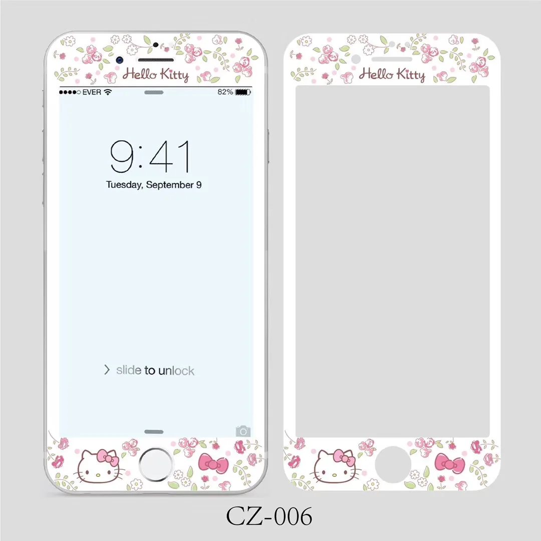 Cute Hello Kitty Cat Pattern Tempered Glass 3D Soft Edge Screen Protector For iPhone 6 6S 7 8 Plus 9H Protective Film Pink Girl