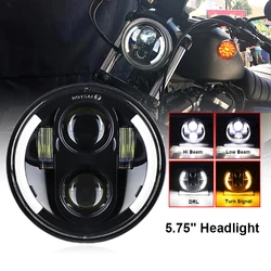 5.75 inch LED Headlight Projector Halo Ring Motorcycle 5 3/4