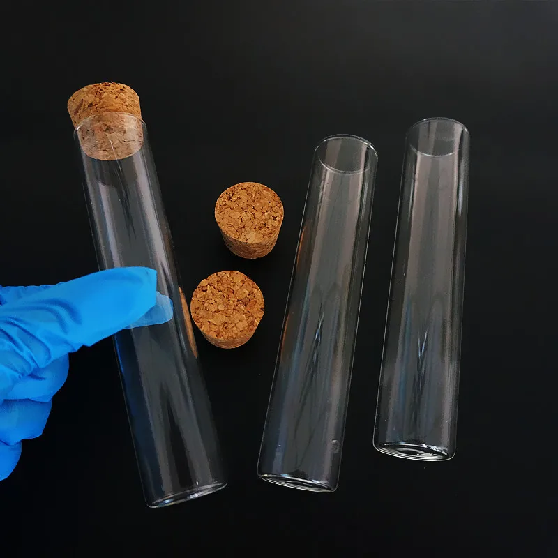 5pcs/set 30x150mm Unique Transparent Lab Glass Test Tube With Cork Stoppers Flat Bottom Labware Supplies