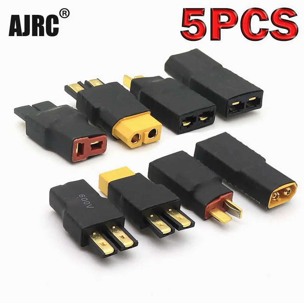 5 Pcs Zero Wire Male Female TRX Trax to T Plug Deans Style No Wire Connector Battery Adapter to XT60 plug