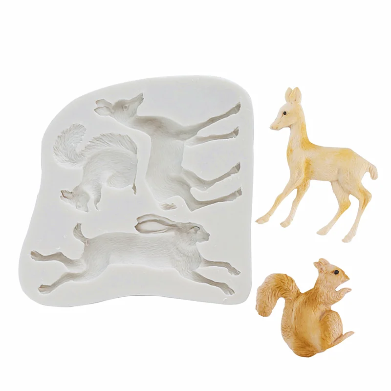 Deer Rabbit Shape Silicone Mold DIY Cake Chocolate Dessert Fondant Mold Baking Decoration Tool Resin Kitchenware