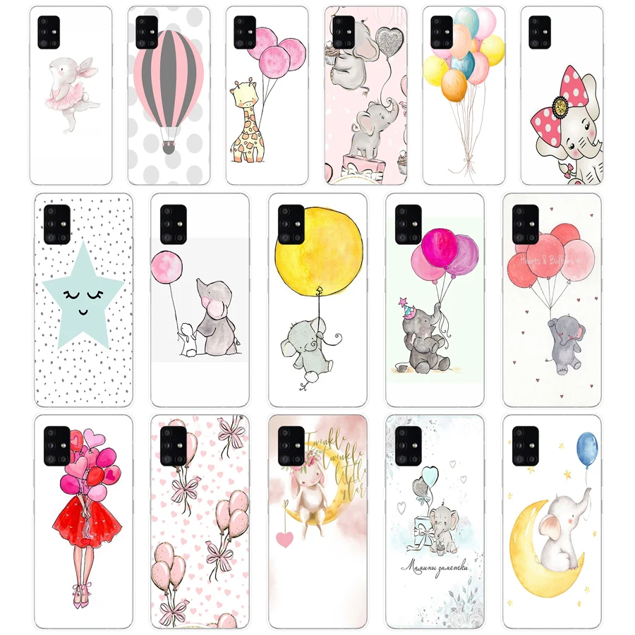 208 Funny Animal Rabbit with Balloon Soft Silicone Tpu Cover phone Case for Samsung Galaxy A01 A10 A31 A40 A41 A51 A71 A70 2019