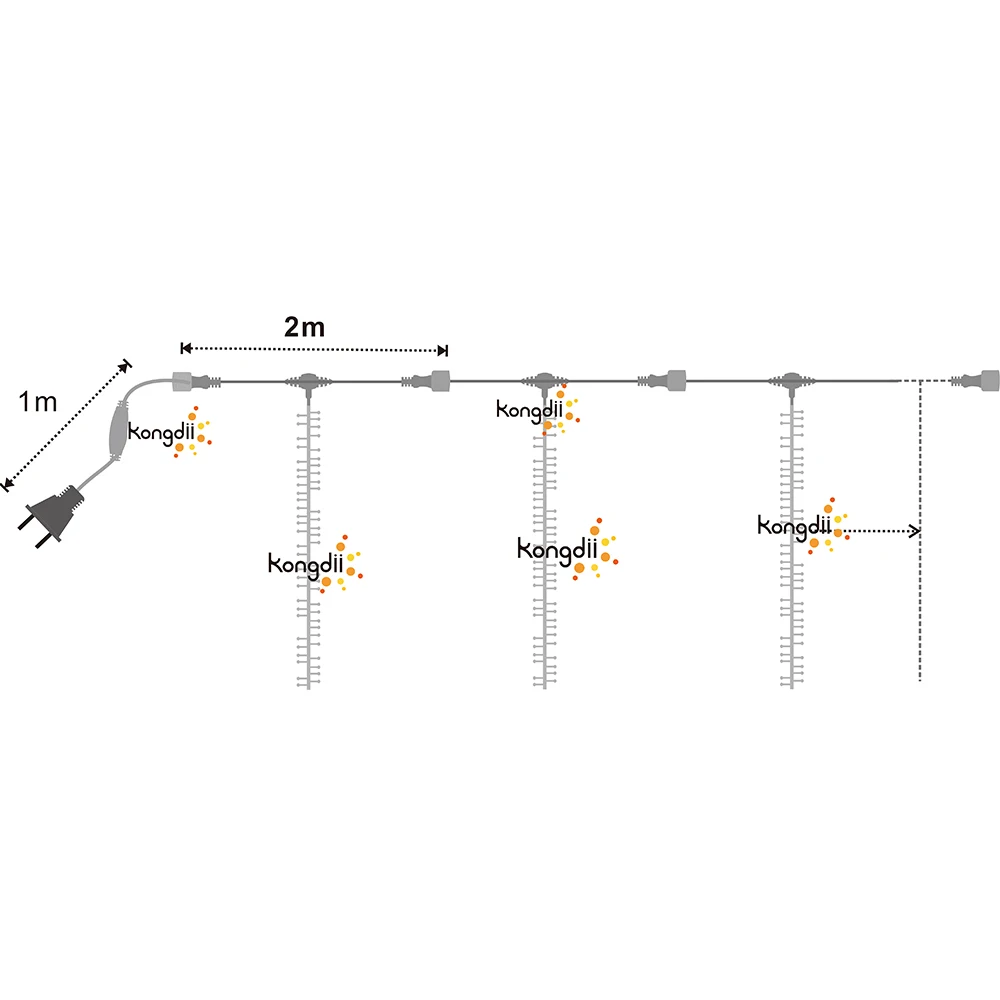 Conectável LED Festoon Fada Luz, guirlanda, árvore de Natal, exterior, jardim, festa, decoração do casamento, 4m x 1,5 m