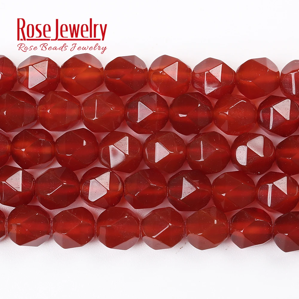 Natural Stone Multi-faceted Red Agates Carnelian Round Loose Beads 8MM Pick Size  for Jewelry Making Bracelet DIY