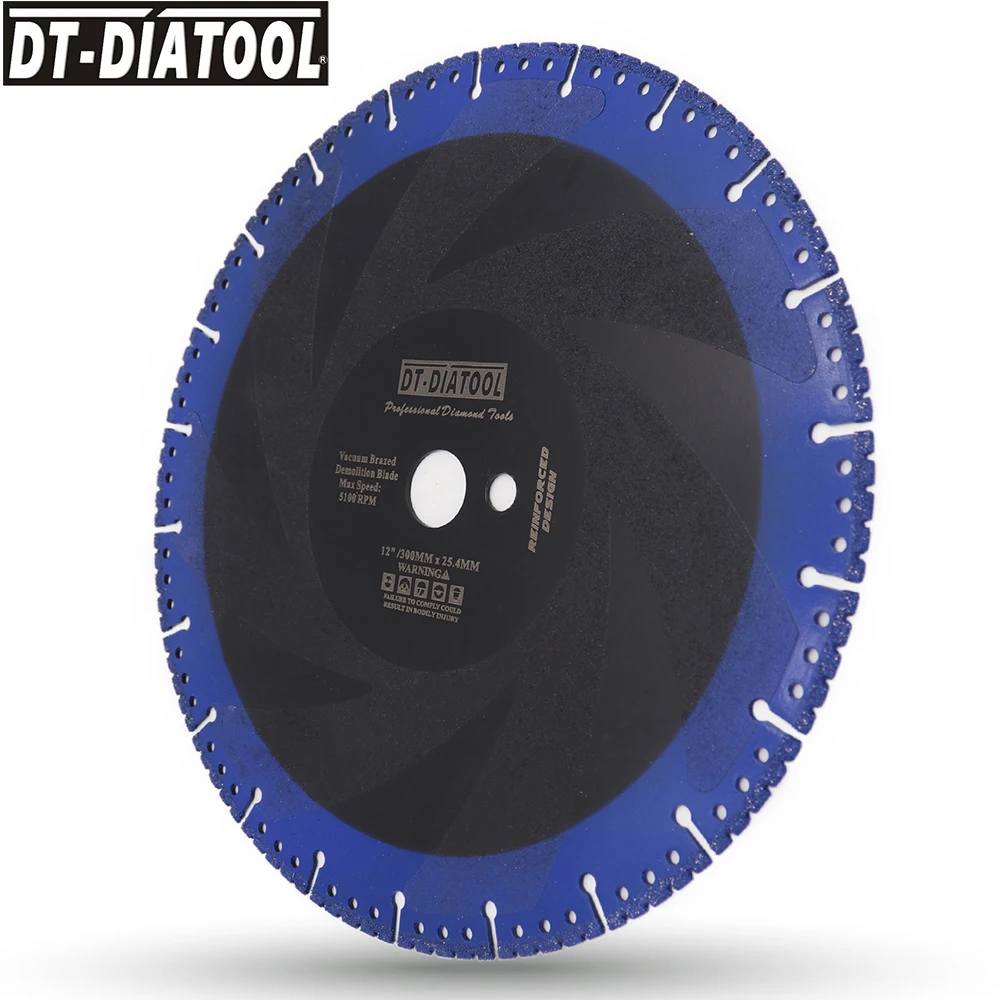 DT-DIATOOL 2 Pcs 300 Mm/12 "Vacuum Brazed Diamond Cutting Disc Multi Tujuan Penyelamatan Pembongkaran Saw Blade Cast besi Rebar Aluminium