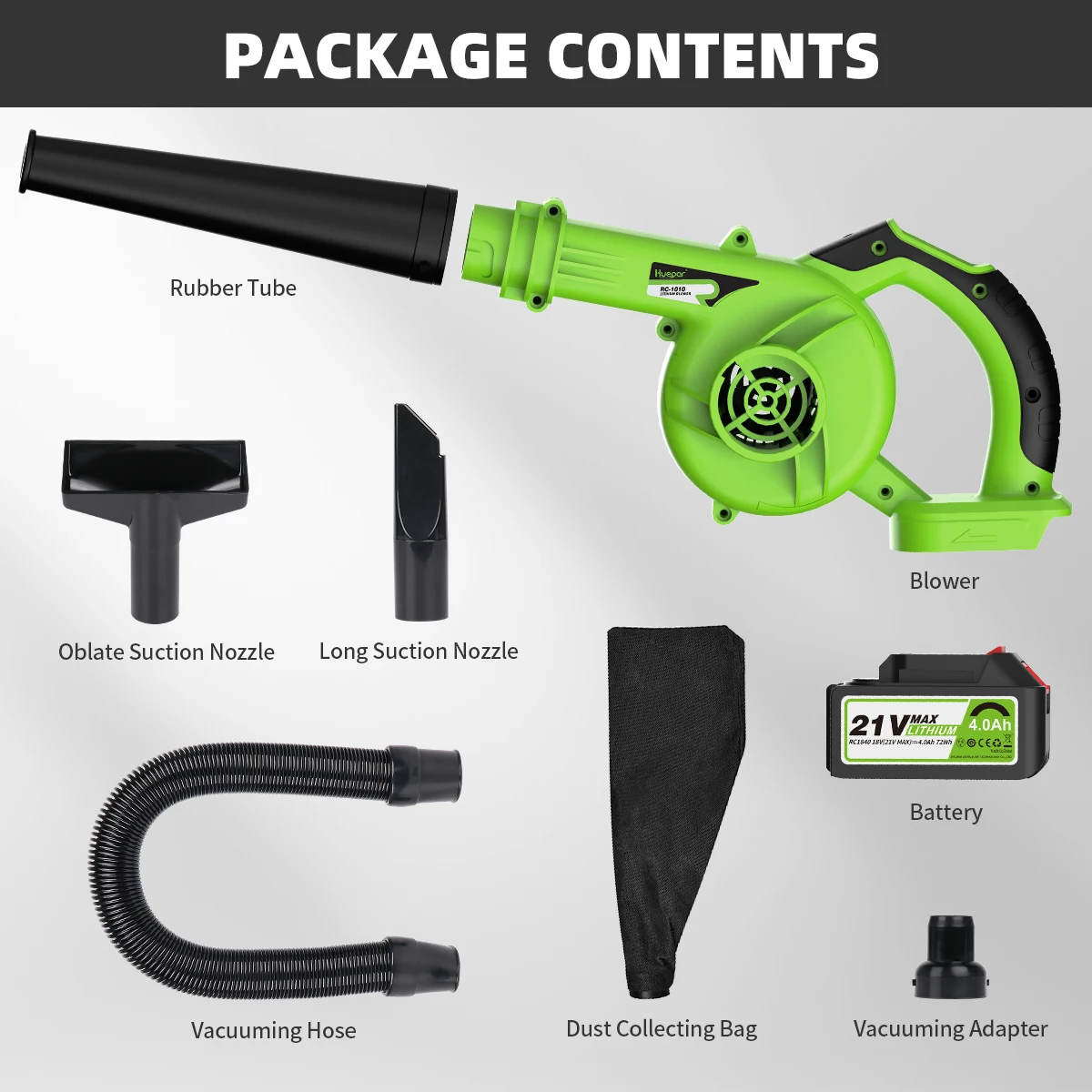 Huepar ชาร์จ4.0Ah ไร้สาย Handheld Strong เครื่องเป่าลมดูดสูญญากาศสำหรับใบหิมะทำความสะอาดสวนเครื่องมือ