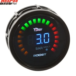 Dragon 52mm Black Shell Auto Car Turbine Turbo Digital Boost Gauge -1~ 3.0 Bar And Voltage Instrument Meter