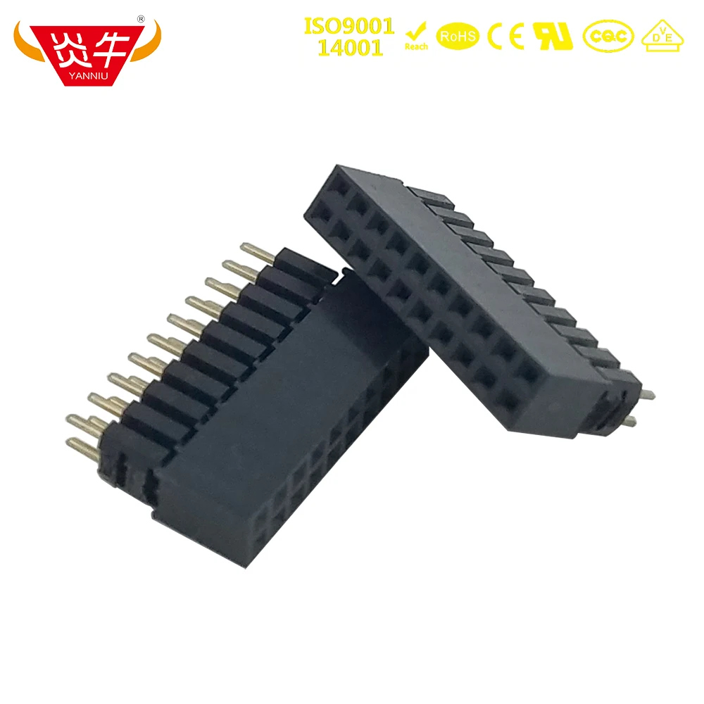 2.0mm Short 2x10P 20Pin Female Stacking Header Connector Gilded Double Row 2.8mm PC104 High Temperature Resistance