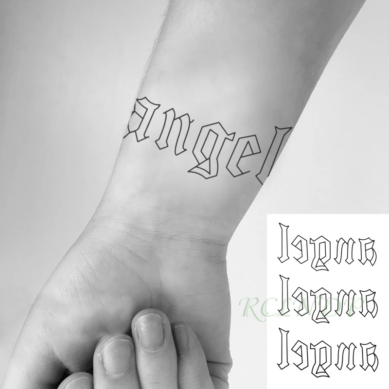 Waterproof Temporary Tattoo Sticker Black Word \