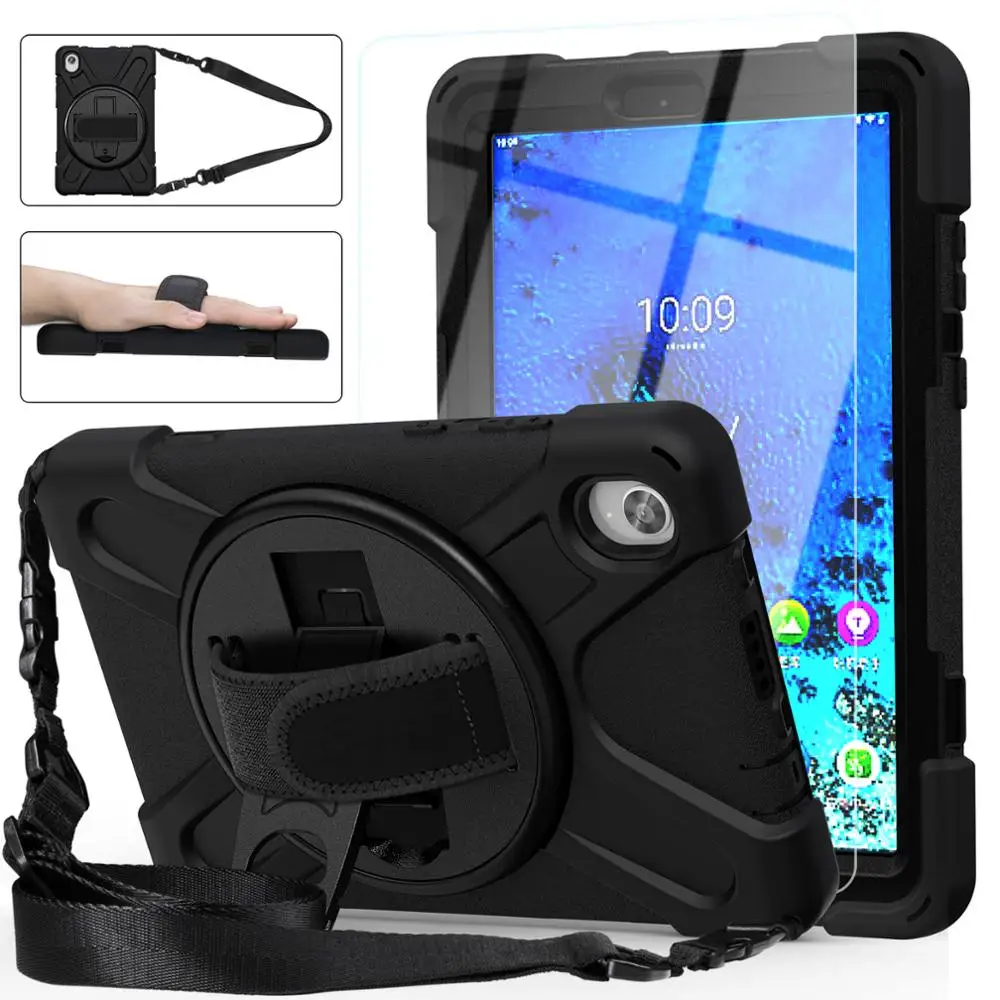 360 Degree Rotatable Case for Lenovo TAB M8 FHD TB-8705F TB-8705N Stand Anti-crack Cover Holder with Hand Shoulder Strap