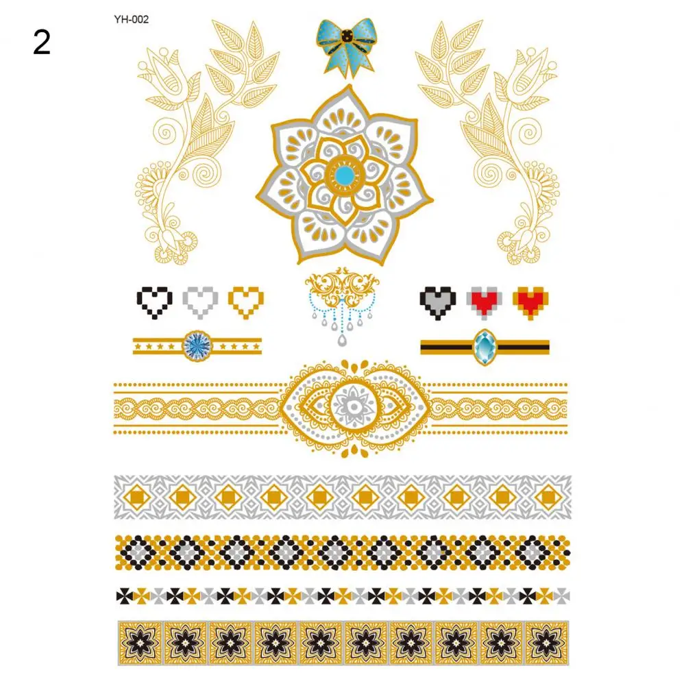 1Pcs Waterproof Shiny Sticker Gold Tattoo Stickers Bracelet Pattern Body Art Sticker for Arm Golden Metallic Tattoo Sticker