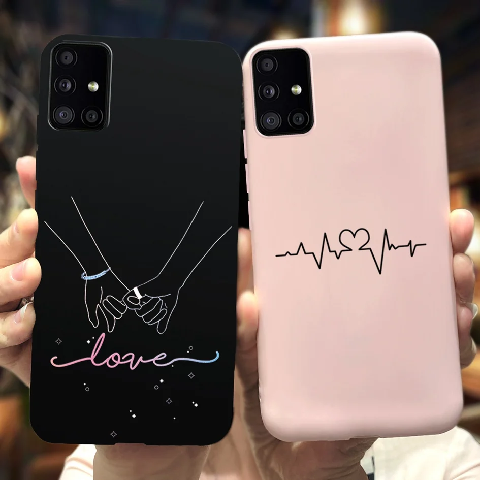 For Samsung Galaxy A51 Case Cute Couple Love Heart Slim TPU Phone Cover For Samsung M51 M40 M40S A 51 SM-A515F Soft Touch Fundas