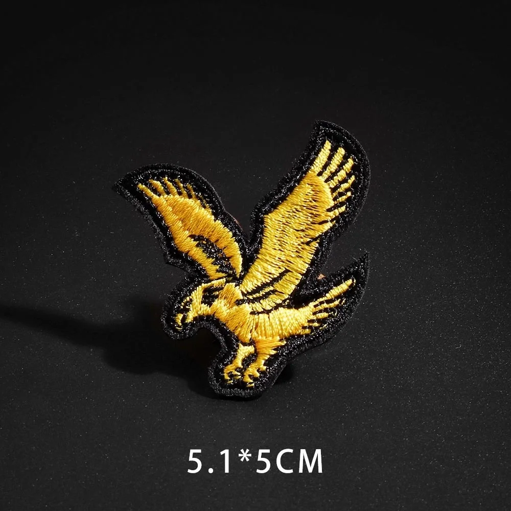 Large eagle embroidery cloth stickers punk fan bike denim jacket decoration applique armband golden embroidered badge