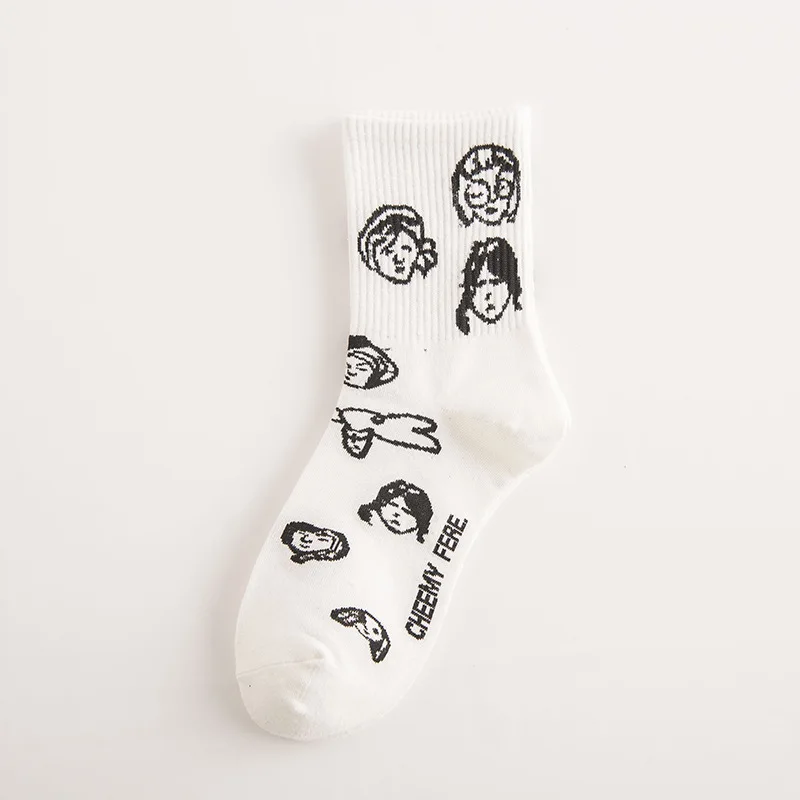 Calcetines largos de algodón con estampado de grafiti para mujer, medias creativas de estilo Harajuku con personajes de Avatar