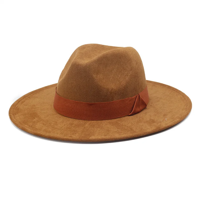 

solid color Suede fedoras panama hat felt hat for male Jazz hats cowboy hat for women and men winter men cap wide brim hat