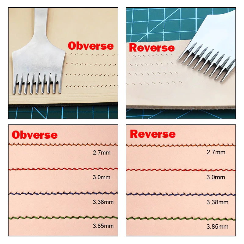 2.7/3.0/3.38/3.85mm French Cut spaziatura Punch Tool per punzoni in pelle strumento allacciatura cuciture cucito strumenti artigianali in pelle fai