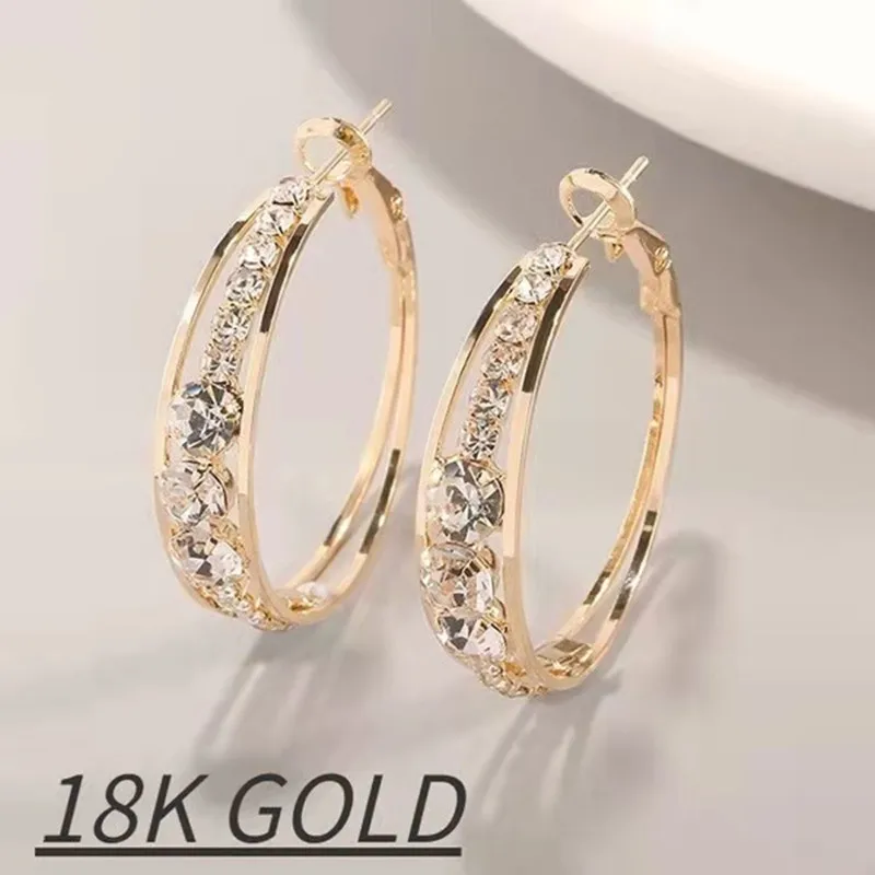 2023 Cute Earrings Rhinestone Inlaid Big Ear Ring Ring Pendientes Mujer Women Earrings Joyero Jeweler Gothic Accessories Luxury