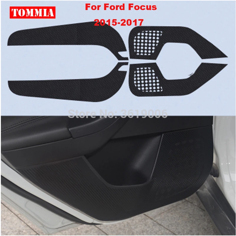 TOMMIA For FORD Focus 2015-2017 Car Inside Door Cover Scratch Protection Anti Kick Pads Carbon Fiber Stickers 4pcs