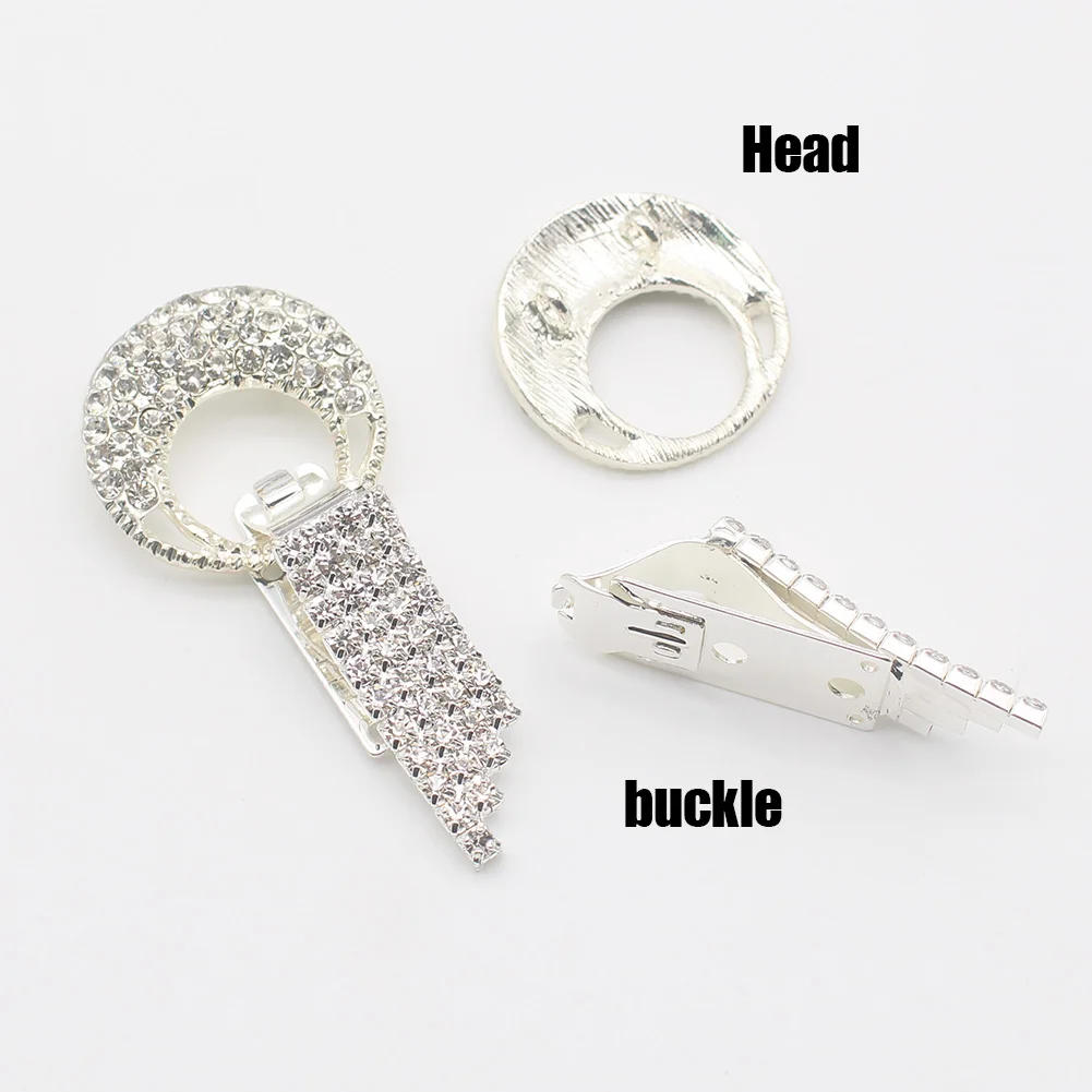 LKERAN 1Pcs Mink leather Rhinestone Buckles For Clothing Decoration Women's Fur Coat Collar Buttons Crystal Sewing Accessories