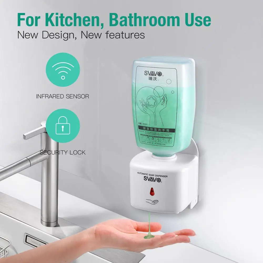 

SVAVO 750ml Wall-Mounted Automatic Soap Dispenser Intelligent Smart Hand Sanitizer for Bathroom Shower Liquid Soap Dispenser