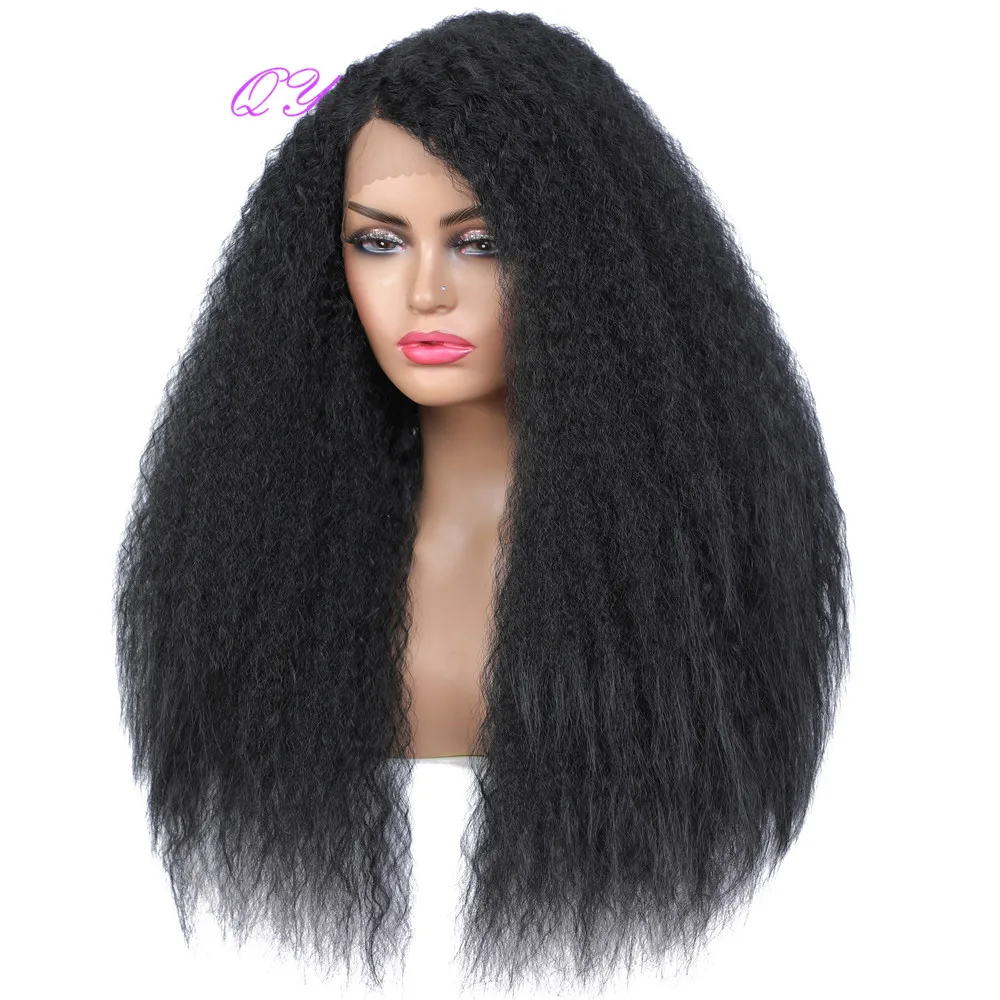 Long Black Lace Wig Synthetic Afro Kinky Curly Hair Wigs For Women Soft And Natural Daily Use Wig