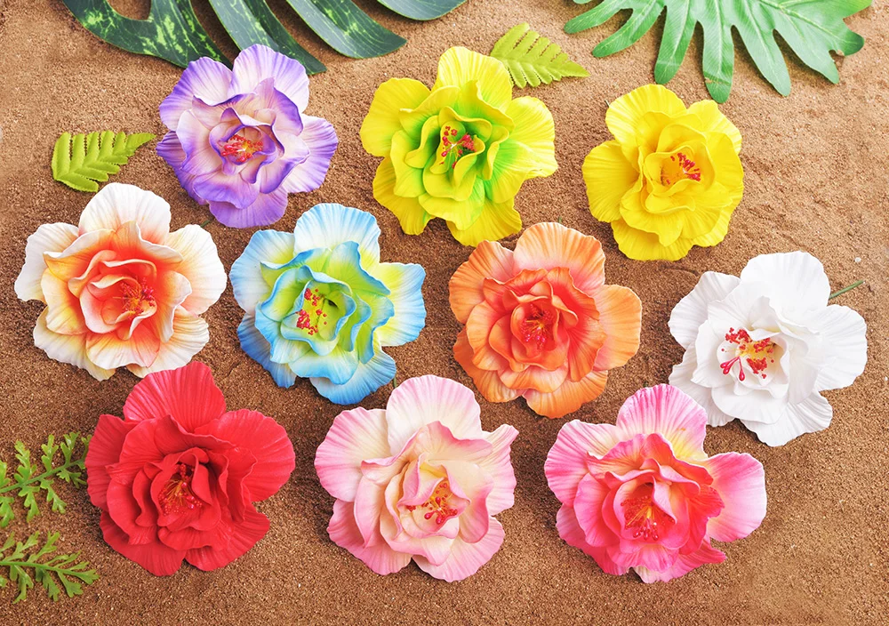 

MIXED COLOR Free Shipping 100pcs/lot F1197 12CM EVA Foam Multilayer Hibiscus Hair Pick Floral Headwear Accessories Hawaii Flower