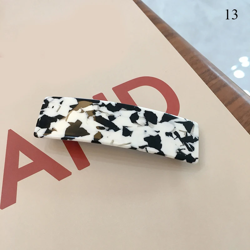 Fashion Geometric Rectangle Hair Clips Acetate Hairpin Leopard Print Floral Barrettes Women Hairgrips Hair Pin  Hair Accessories